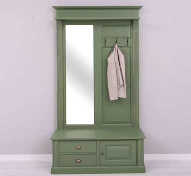 Landhaus Garderobe Salbei Grün 121x210x41 cm Kiefernholz massiv