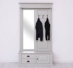 Garderobe mit Spiegel einer Tür und 2 Schubladen 121x210x41 cm Kiefernholz massiv