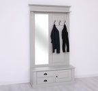 Garderobe mit Spiegel einer Tür und 2 Schubladen 121x210x41 cm Kiefernholz massiv