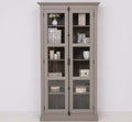 Landhaus Vitrine Anthrazit Grau 110x210x40 cm Kiefernholz massiv