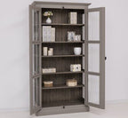 Landhaus Vitrine Anthrazit Grau 110x210x40 cm Kiefernholz massiv
