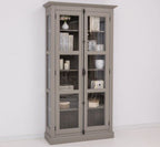 Landhaus Vitrine Anthrazit Grau 110x210x40 cm Kiefernholz massiv
