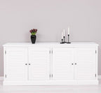 Landhausmöbel Sideboard Weiß 209x90x37 cm Kiefernholz massiv