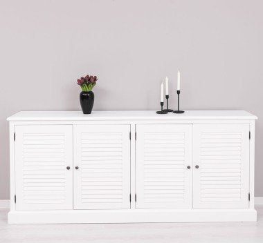 Landhausmöbel Sideboard Weiß 209x90x37 cm Kiefernholz massiv