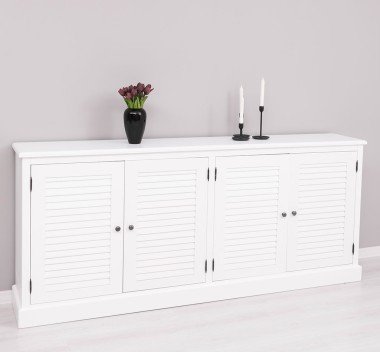 Landhausmöbel Sideboard Weiß 209x90x37 cm Kiefernholz massiv