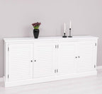 Landhausmöbel Sideboard Weiß 209x90x37 cm Kiefernholz massiv