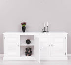 Landhausmöbel Sideboard Weiß 209x90x37 cm Kiefernholz massiv