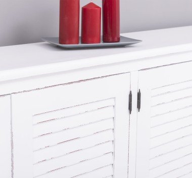 Landhausmöbel Sideboard Weiß 209x90x37 cm Kiefernholz massiv