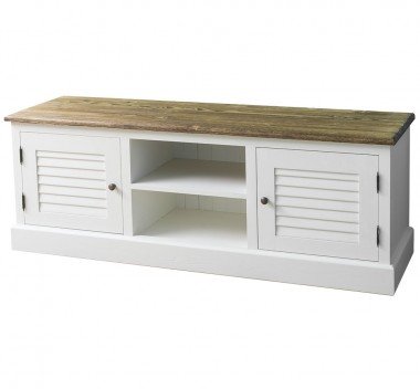 Landhaus Lowboard Weiß Kiefernholz Massiv 160x56x46 cm