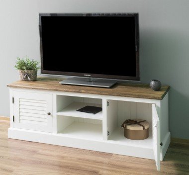 Landhaus Lowboard Weiß Kiefernholz Massiv 160x56x46 cm