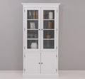 Landhaus Schrank Vitrine Weiß 110x210x39 cm Kiefernholz massiv