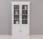 Landhaus Schrank Vitrine Weiß 110x210x39 cm Kiefernholz massiv
