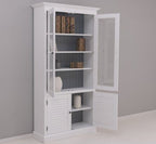 Landhaus Schrank Vitrine Weiß 110x210x39 cm Kiefernholz massiv