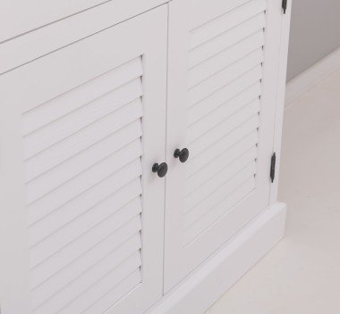 Landhaus Schrank Vitrine Weiß 110x210x39 cm Kiefernholz massiv