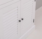 Landhaus Schrank Vitrine Weiß 110x210x39 cm Kiefernholz massiv