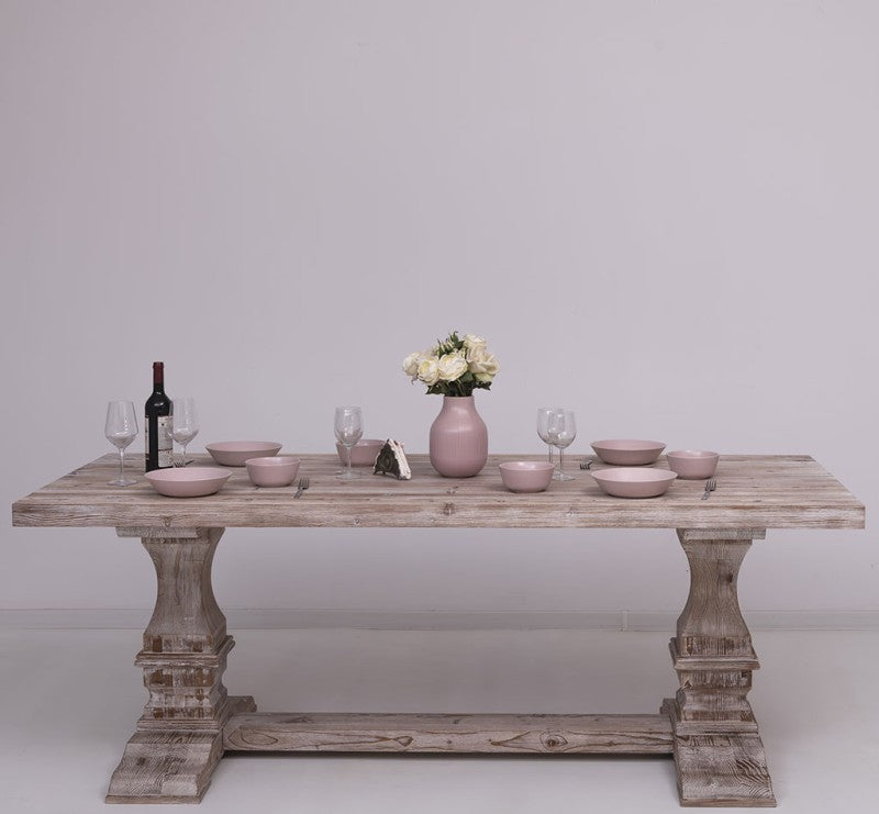 Esstisch mit Säulenbeinen 210x78x90 cm Natur Kiefer Massivholz
