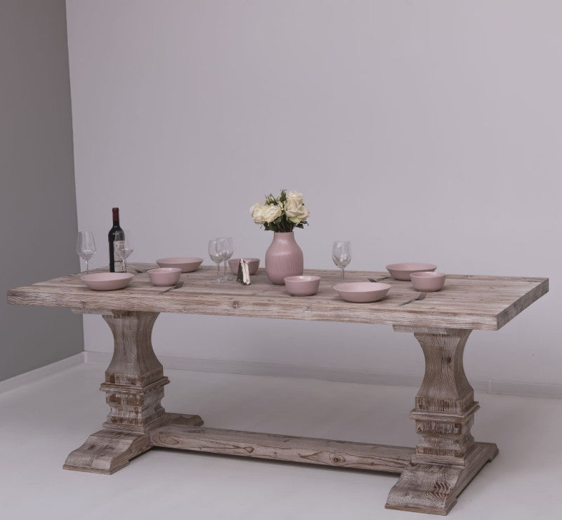 Esstisch mit Säulenbeinen 210x78x90 cm Natur Kiefer Massivholz