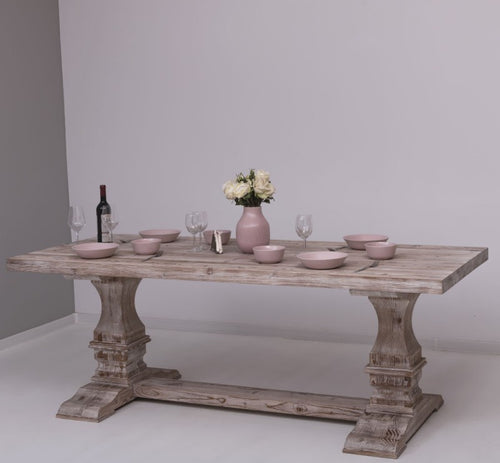 Esstisch mit Säulenbeinen 210x78x90 cm Natur Kiefer Massivholz