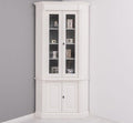 Landhausstil Eckvitrine Weiß 114x228x52 cm Kiefernholz massiv