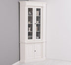 Landhausstil Eckvitrine Weiß 114x228x52 cm Kiefernholz massiv