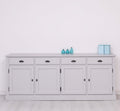 Sideboard Lichtgrau Landhausmöbel Kiefernholz Massiv 224x90x45 cm