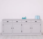 Sideboard Lichtgrau Landhausmöbel Kiefernholz Massiv 224x90x45 cm