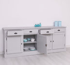Sideboard Lichtgrau Landhausmöbel Kiefernholz Massiv 224x90x45 cm