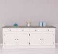 Sideboard Weiß Landhausmöbel Kiefernholz Massiv 224x90x45 cm