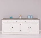 Sideboard Weiß Landhausmöbel Kiefernholz Massiv 224x90x45 cm