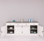 Sideboard Weiß Landhausmöbel Kiefernholz Massiv 224x90x45 cm