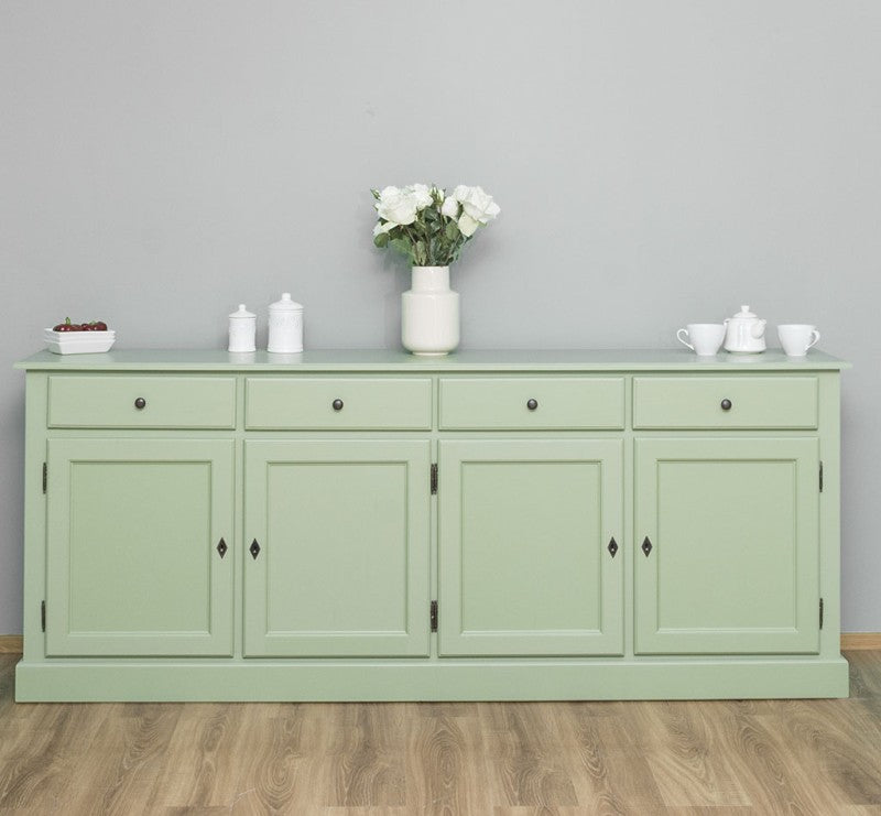 Sideboard Hellgrün Landhausmöbel Kiefernholz Massiv 224x90x45 cm
