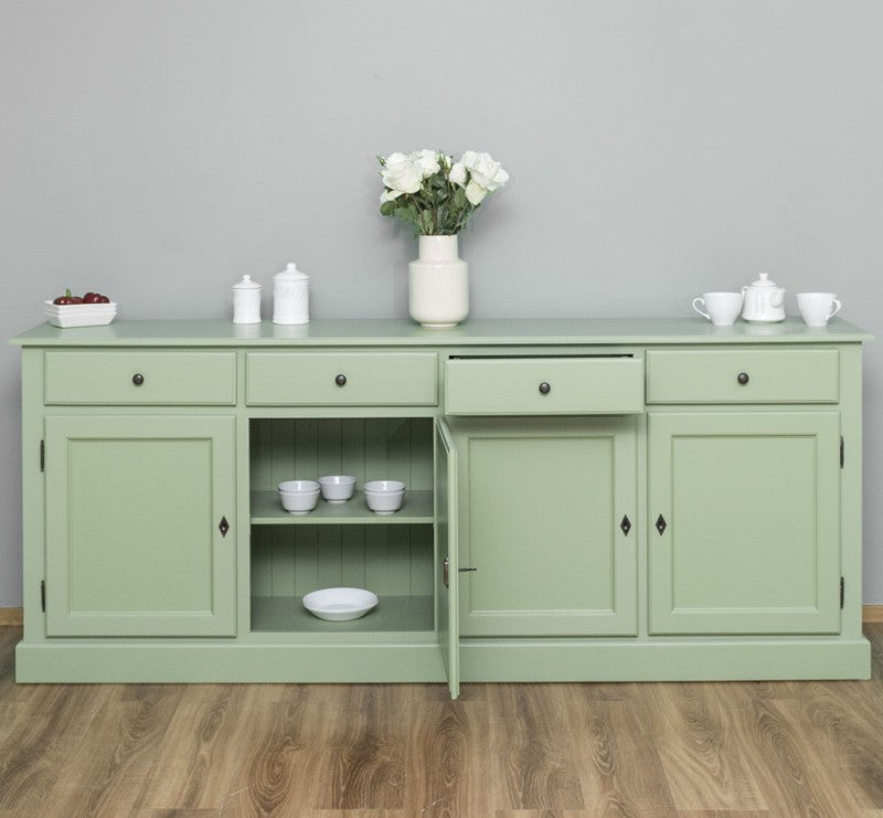 Sideboard Hellgrün Landhausmöbel Kiefernholz Massiv 224x90x45 cm