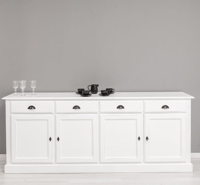 Sideboard Altweiß Landhausmöbel Kiefernholz Massiv 224x90x45 cm