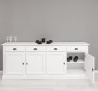 Sideboard Altweiß Landhausmöbel Kiefernholz Massiv 224x90x45 cm