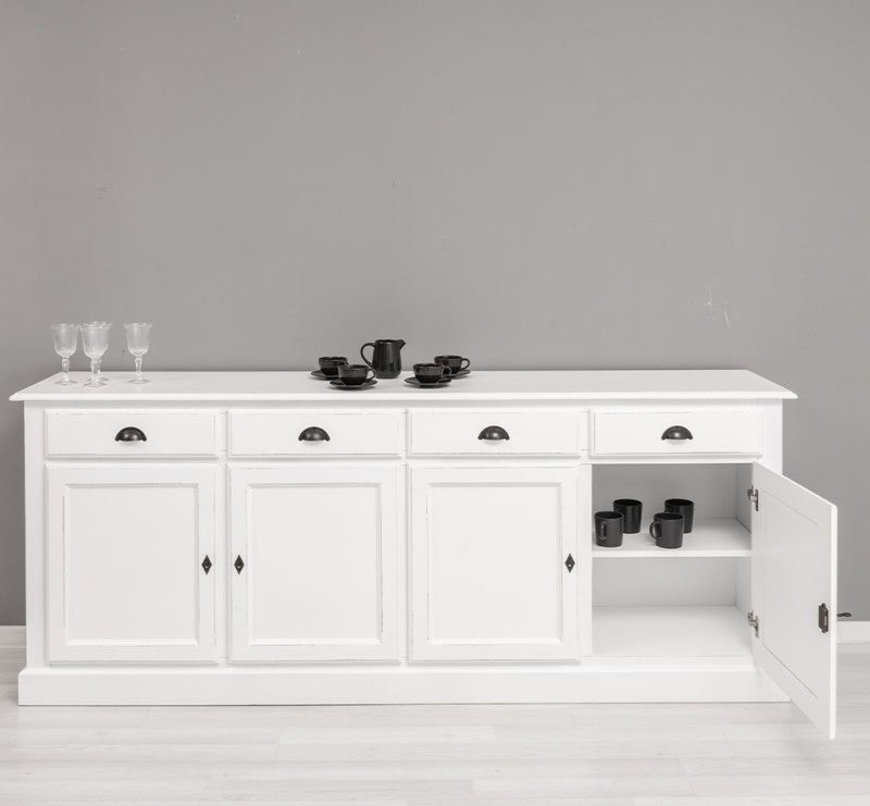 Sideboard Altweiß Landhausmöbel Kiefernholz Massiv 224x90x45 cm