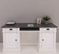 Schreibtisch 160x78x70 cm Weiß Braun massiv