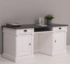 Schreibtisch 160x78x70 cm Weiß Braun massiv
