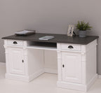 Schreibtisch 160x78x70 cm Weiß Braun massiv