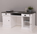 Schreibtisch 160x78x70 cm Weiß Braun massiv