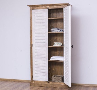 Landhausmöbel Schrank Natur Weiß 109x210x40 cm Kiefernholz massiv