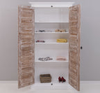 Landhausmöbel Schrank Weiß und Natur 109x210x40 cm Kiefernholz massiv