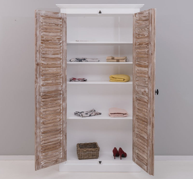 Landhausmöbel Schrank Weiß und Natur 109x210x40 cm Kiefernholz massiv