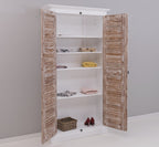 Landhausmöbel Schrank Weiß und Natur 109x210x40 cm Kiefernholz massiv