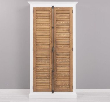 Landhaus Schrank Weiß Natur 109x210x40 cm Kiefernholz massiv