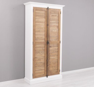 Landhaus Schrank Weiß Natur 109x210x40 cm Kiefernholz massiv