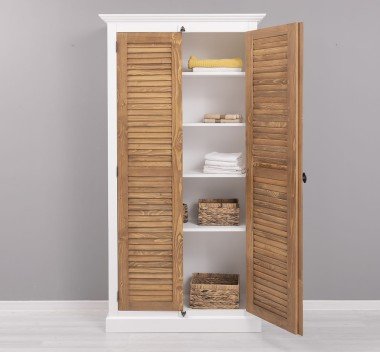 Landhaus Schrank Weiß Natur 109x210x40 cm Kiefernholz massiv