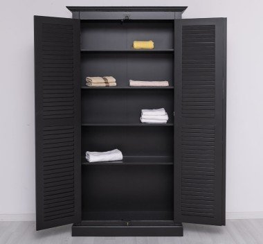 Landhausmöbel Schrank Schwarz 109x210x40 cm Kiefernholz massiv