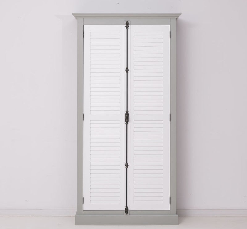 Landhausmöbel Schrank Weiß und Grau 109x210x40 cm Kiefernholz massiv