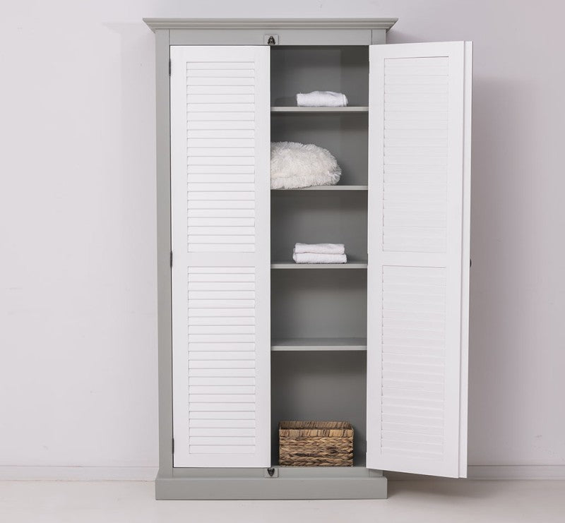 Landhausmöbel Schrank Weiß und Grau 109x210x40 cm Kiefernholz massiv