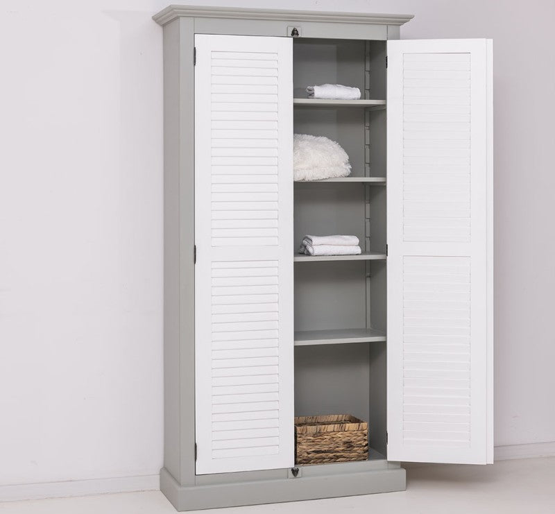 Landhausmöbel Schrank Weiß und Grau 109x210x40 cm Kiefernholz massiv